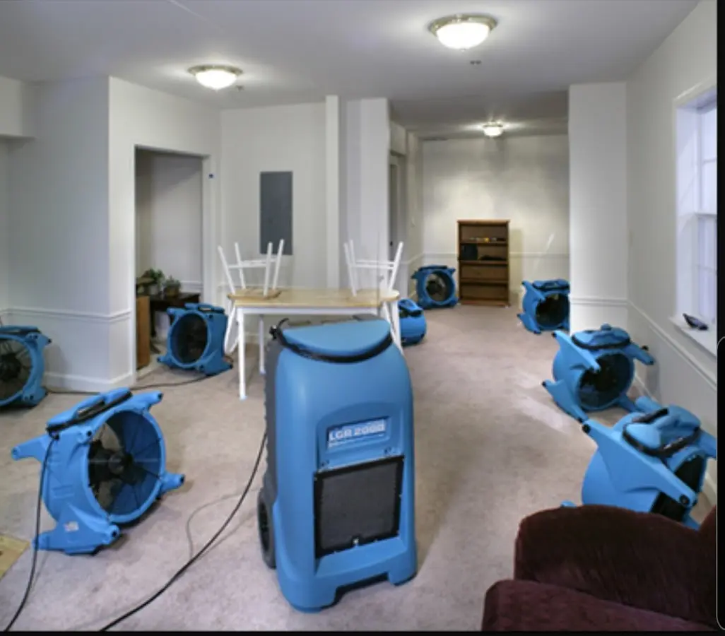 Air movers and dehumidifier setup for Water Damage Restoration in Swissvale