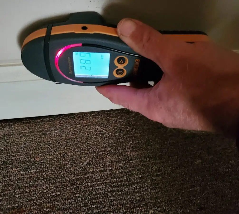 Moisture detection at baseboard during Storm Damage Restoration in Swissvale